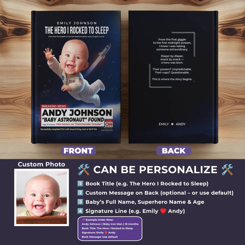 Personalized Baby Astronaut Notebook – Custom Space Journal with Photo & Name for Little Explorer